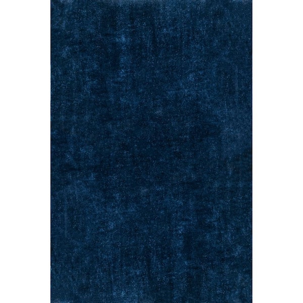 nuLOOM Loni Machine Washable Navy Doormat 3 ft. x 5 ft. Solid Shag Area Rug