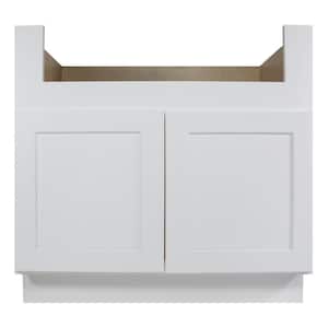 White Painted Shaker Style Ready to Assemble Farm Sink Base 36 in. W x 34-1/2 in. H x 24 in. D