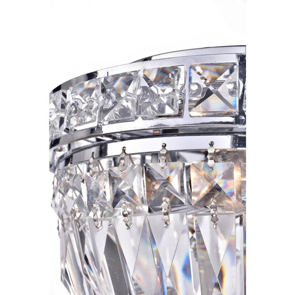 Glam Crystal and Chrome Flush Mount Chandelier, 9.5"