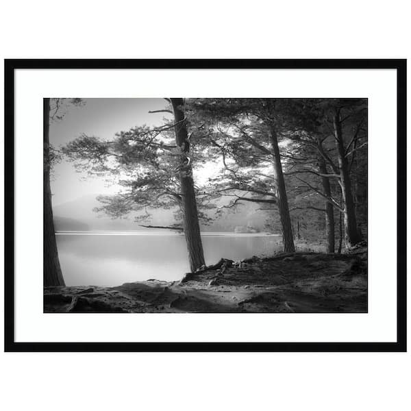 Amanti Art "Scottish Lake" by Dorit Fuhg 1-Piece Wood Framed Black and White Nature Photography Wall Art 24 in. x 33 in.