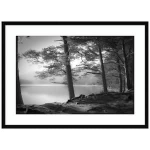 "Scottish Lake" by Dorit Fuhg 1-Piece Wood Framed Black and White Nature Photography Wall Art 24 in. x 33 in.
