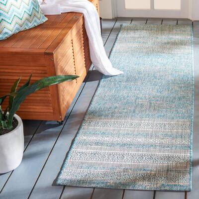 Teal - Striped - Outdoor Rugs - Rugs - The Home Depot