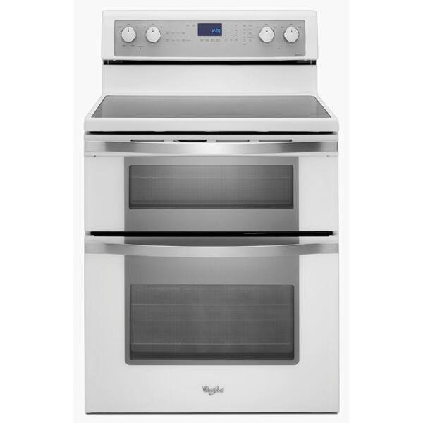Whirlpool 6.7 cu. ft. Double Oven Electric Range with Self-Cleaning Convection Oven in White Ice