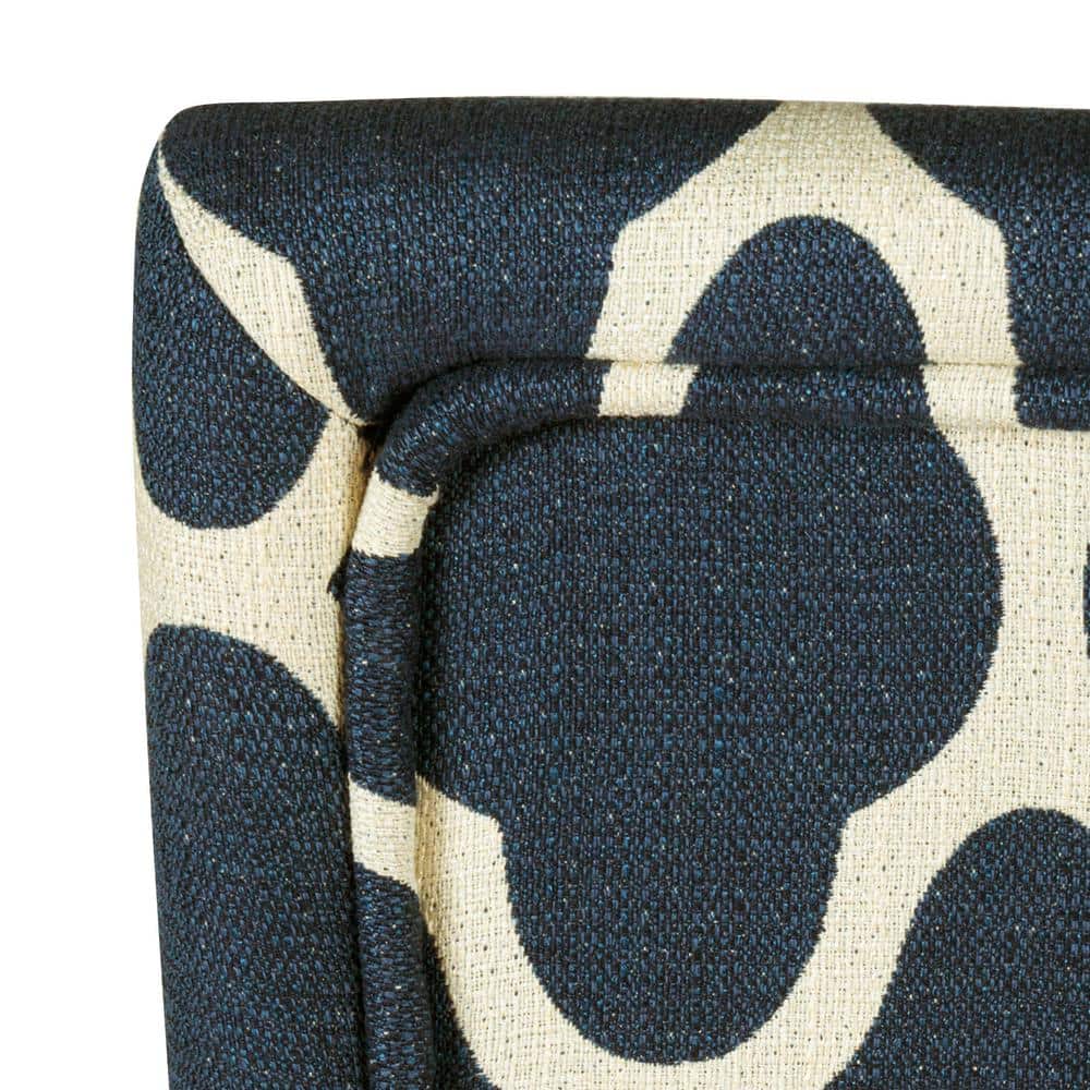 Navy Upholstered Wood Counter Height Barstool, 24"