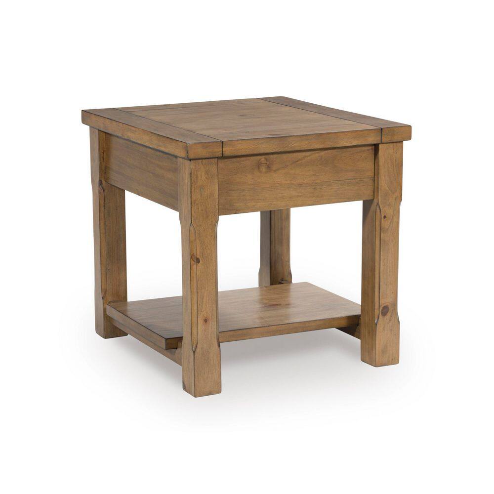 Vandenmore 24 in. Light Brown Rectangle MDF End Table with Shelves - thumbnail 3