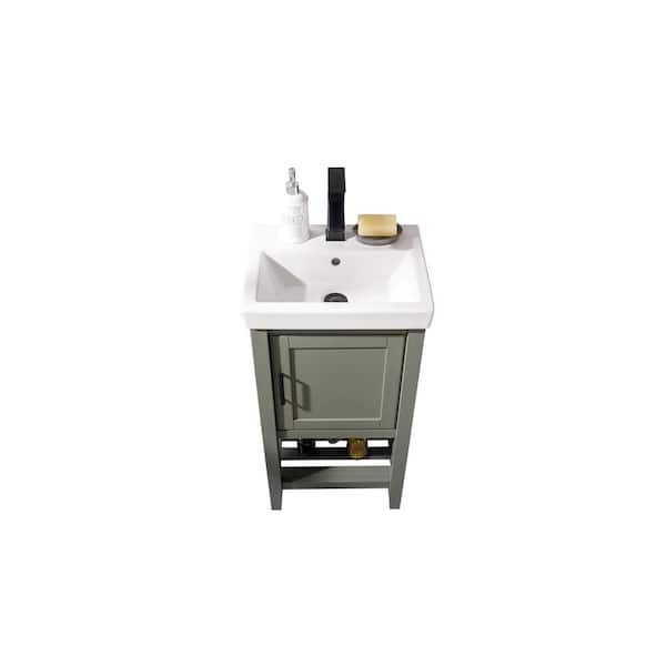 17.5 in. W x 13.5 in. D PEWTER GREEN with Ceramic Vanity Top in White with White Basin