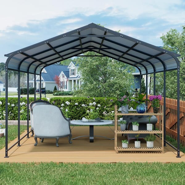 12 ft. x 21 ft. Outdoor Galvanized Steel Carport, Heavy Duty Metal Garage Canopy Car Tent Storage Shed for Car and Truck