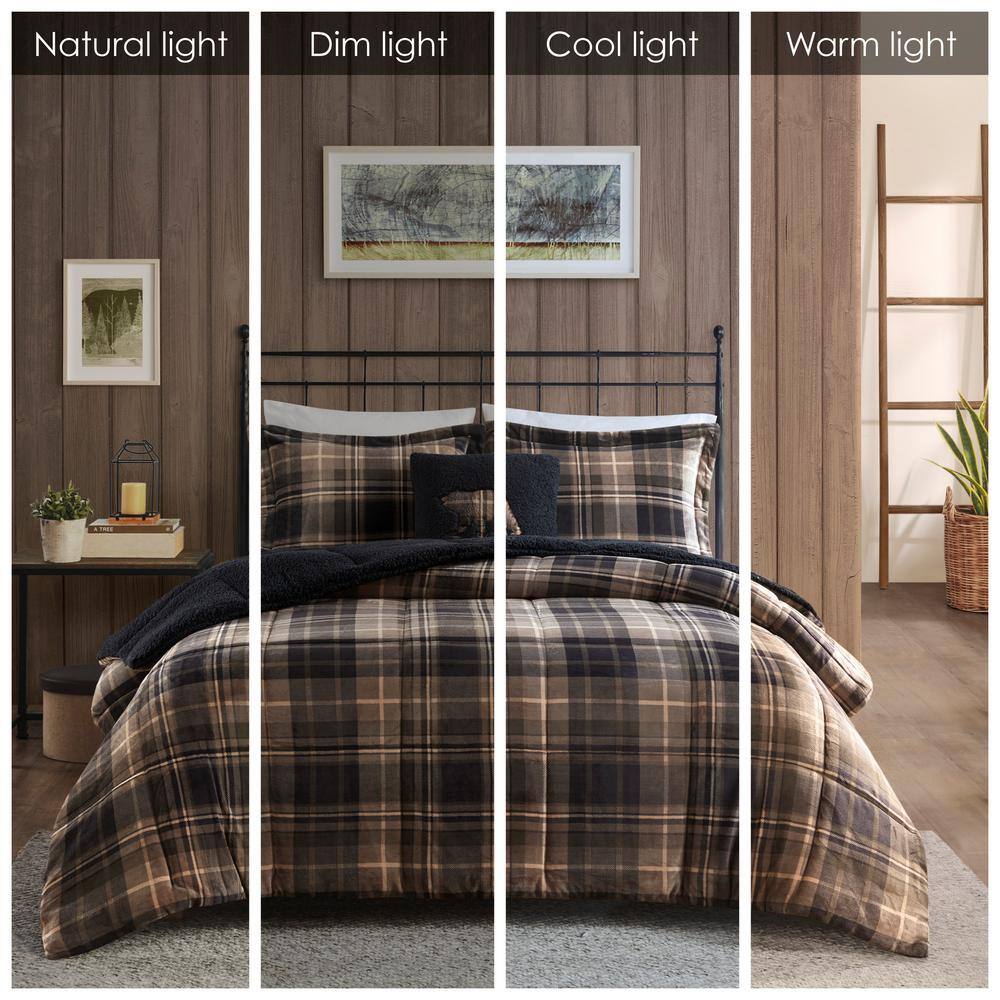 Full Brown and Black Reversible Down Alternative Comforter Set
