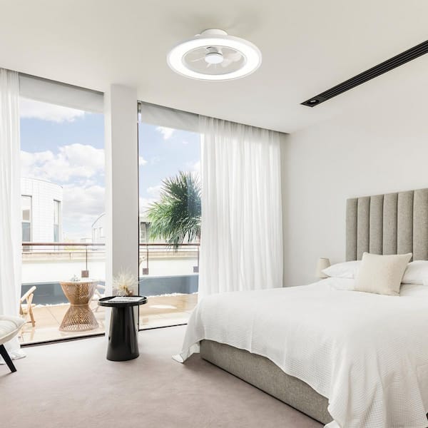 Breezary 20 in. Indoor White Low Profile Fandelier Flush Ceiling