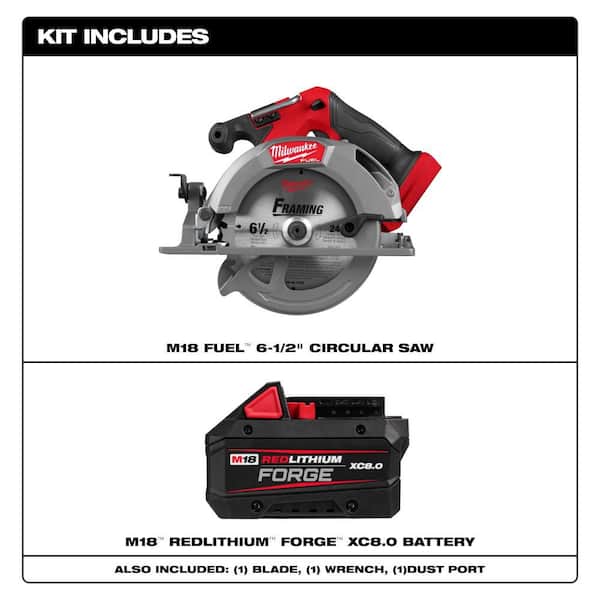 M18 FUEL 18V Lith-Ion Brushless Cordless 6-1/2 in. Circular Saw w/ FORGE XC 8.0 Ah Battery
