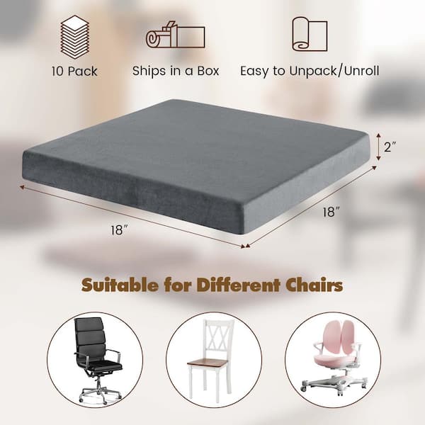 Lavish Home Gray Memory Foam Chair Pad HW8911037 - The Home Depot