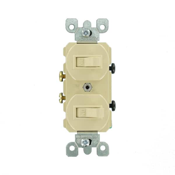 20 Amp Commercial Grade Combination Two Single Pole Toggle Switches, Ivory 5334-I