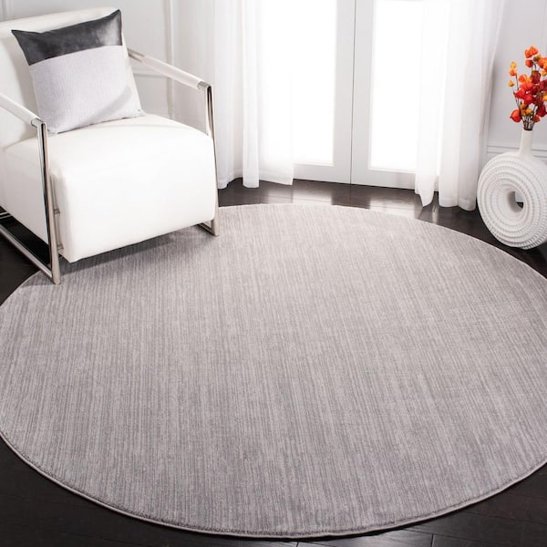 Vision 10 ft. x 10 ft. Silver Solid Color Round Rug