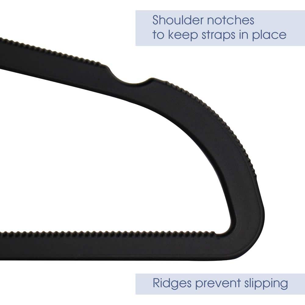 Black Rubber Non-Slip Hanger Set with Swivel Hook, 30 Pieces
