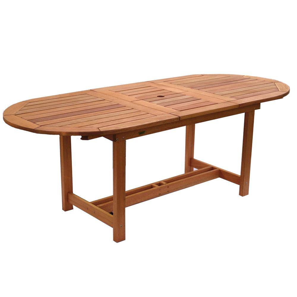 Bahamas 9-Piece Eucalyptus Wood Oval Patio Dining Set with Black Mesh Chairs