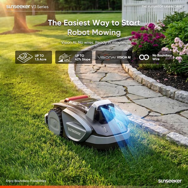 SUNSEEKER V3 Wireless 8 in. Robot Lawn Mower (0.15 Acre) with One