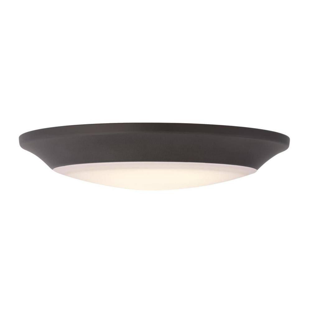 Makira 7.5" Black-Bronze LED Flush Mount with Frosted Glass