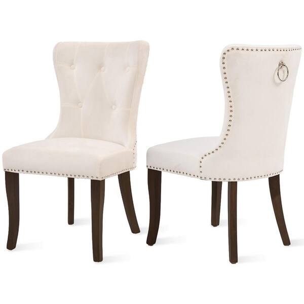 White Tufted Upholstery Dining Chair, White Tufted Chair For Dining Room