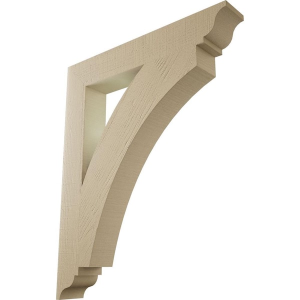 Ekena Millwork 5.5 in. x 44 in. x 36 in. Thorton Traditional Rough Cedar Woodgrain Timberthane Polyurethane Bracket, Primed Tan