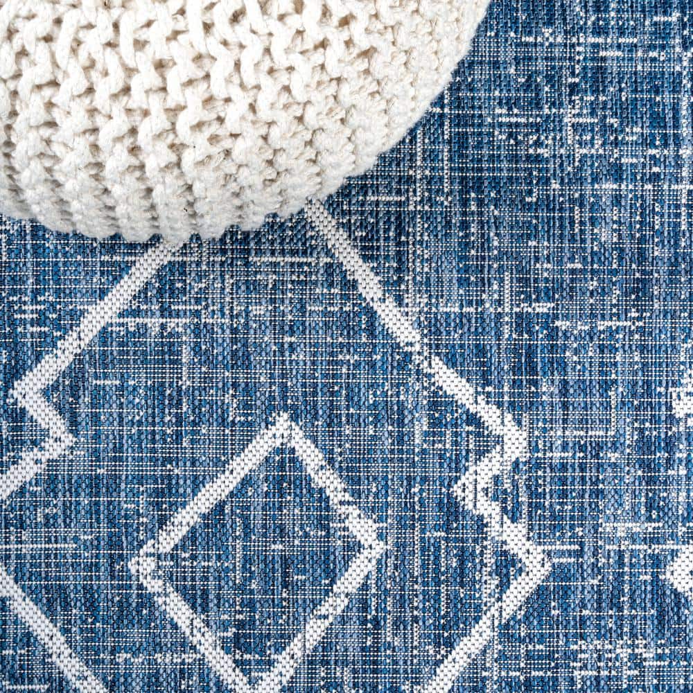 Carwa Blue/Ivory Synthetic Trellis 2x8 Area Rug