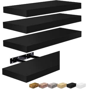 16.25 in W x 5.5 in. D, Slim Floating Black, Decorative Wall Shelf