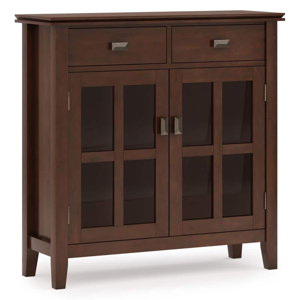 Russet Brown Solid Wood Entryway Storage Cabinet with Adjustable Shelves