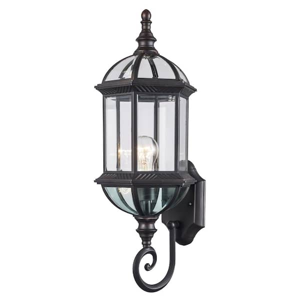 Bel Air Lighting Wentworth 1-Light Large Rust Outdoor Wall Light Fixture with Clear Glass