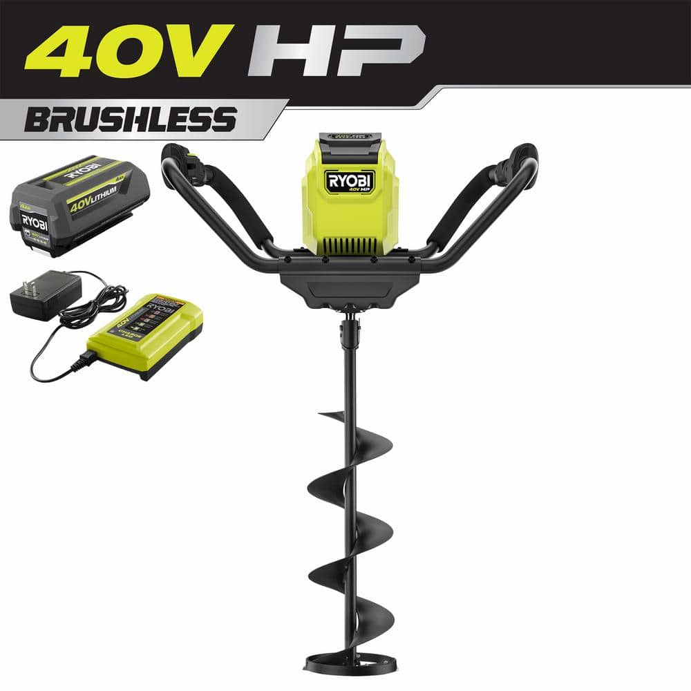 RYOBI 40-Volt HP Ice Auger with 8 in. Bit and 4.0 Ah Battery and Charger  RY40712 - The Home Depot