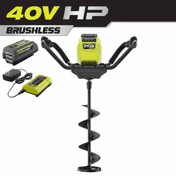 RYOBI 40-Volt HP Ice Auger with 8 in. Bit and 4.0 Ah Battery and Charger