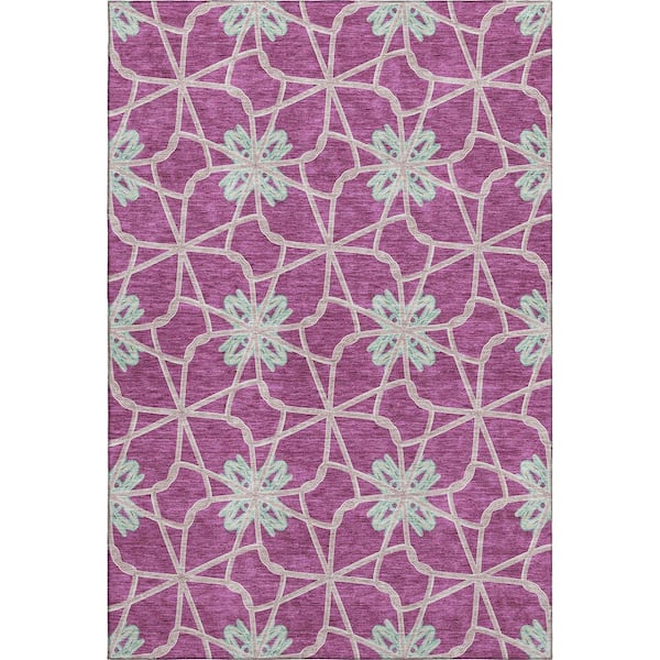 Mayfield Premium Machine Washable Abstract AMF958 Blush 8 ft. x 10 ft. Area Rug