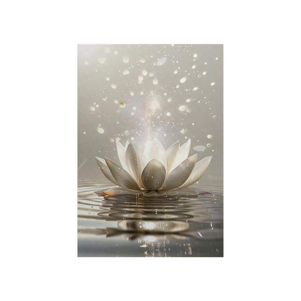 Meditation Lotus Floral Unframed Canvas Art Print 32 in. x 24 in