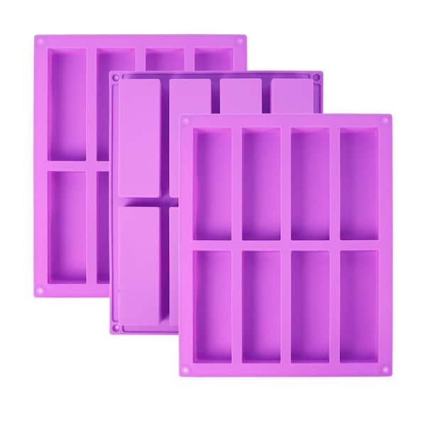 Premium Silicone Rectangle Granola Bar Mold 8-Cavity Nonstick Flexible for Energy Cereal Chocolate 3-Pack