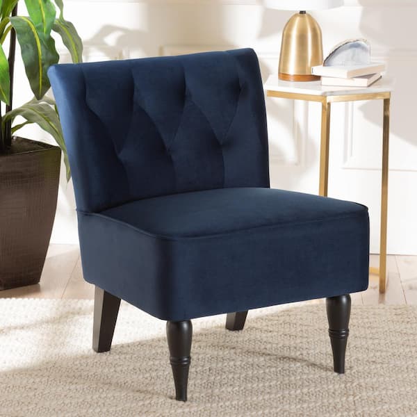 Harmon Navy Blue and Black Side Chair