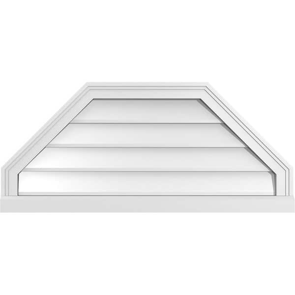 Ekena Millwork 36" x 16" Octagonal Top Surface Mount PVC Gable Vent: Non-Functional with Brickmould Sill Frame