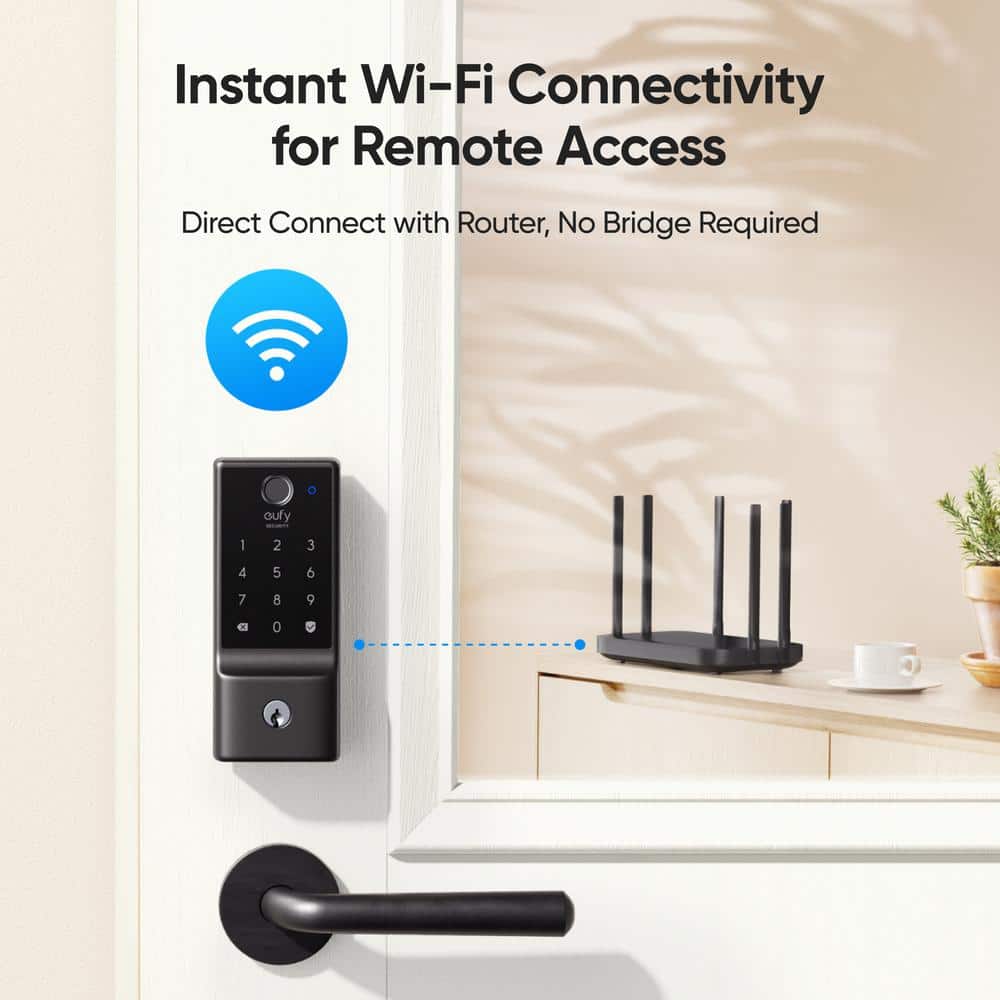 Black Electronic Wi-Fi Deadbolt with Touchscreen