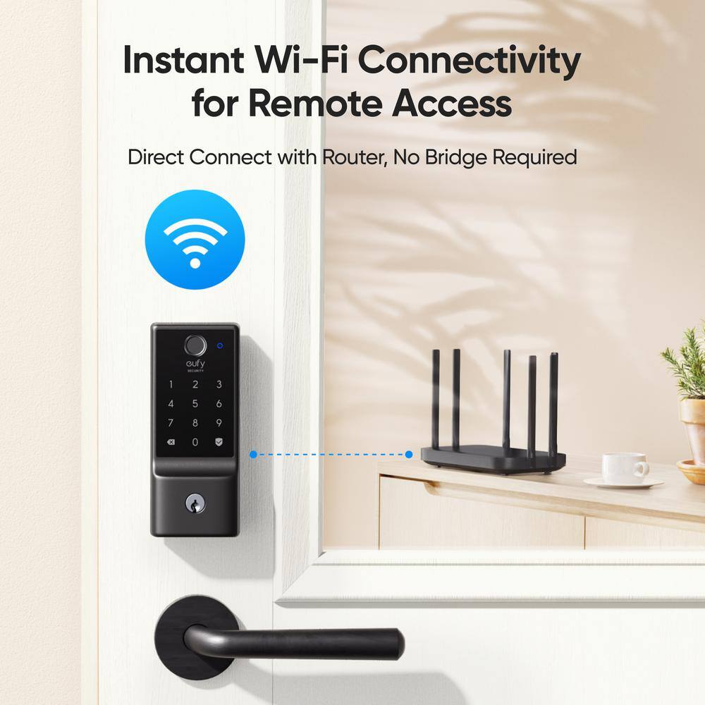 Black Electronic Wi-Fi Deadbolt with Touchscreen
