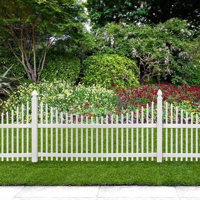 Chatham 4 ft. H x 8 ft. W White Vinyl Scalloped Top Spaced Picket Fence Panel - Unassembled