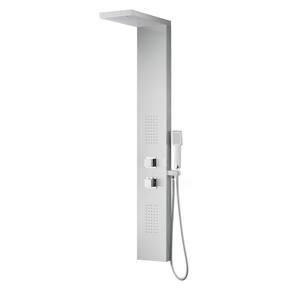 Govenor 64 in. 2-Jet Shower Panel with Heavy Rain Shower and Spray Wand in Brushed Steel