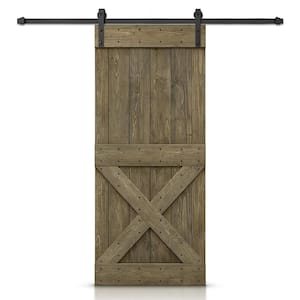 Mini X 20 in. x 84 in. Aged Barrel Stained DIY Wood Interior Sliding Barn Door with Hardware Kit