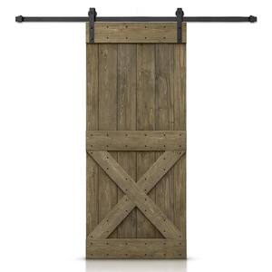 Mini X 26 in. x 84 in. Aged Barrel Stained DIY Wood Interior Sliding Barn Door with Hardware Kit