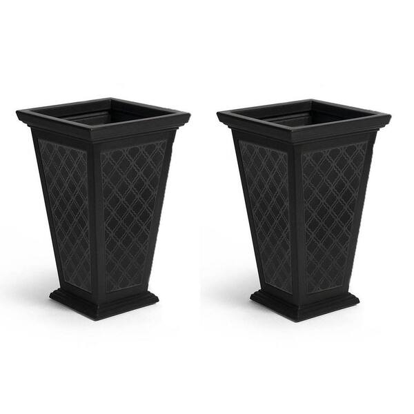 FCMP Outdoor 15 in. Tall x 24 in. Black Plastic Casablanca Planter (2-Pack)