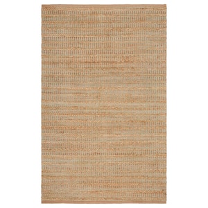 Contemporary Tan/Green 7 ft. 9 in. x 9 ft. 9 in. Handwoven Braided Natural Jute and Chenille Area Rug