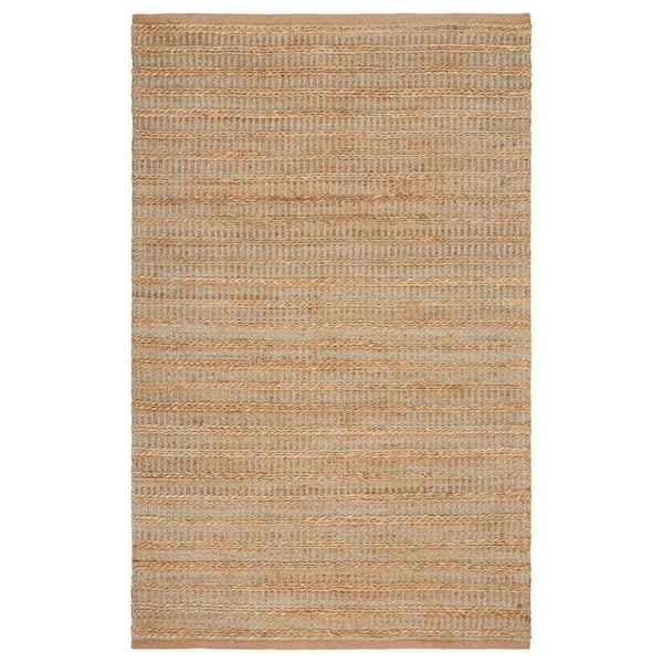 LR Home Contemporary Tan/Green 9 ft. x 12 ft. Handwoven Braided Natural Jute and Chenille Area Rug