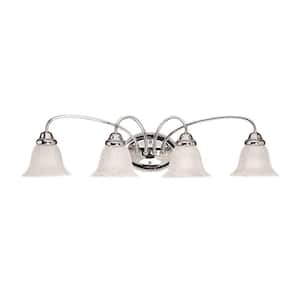4-Light Chrome Vanity Light with Faux Alabaster Glass
