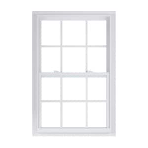31.375 in. x 51.25 in. 50 Series Low-E Argon SC Glass Single Hung White Vinyl Fin Window with Grids, Screen Incl
