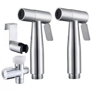 Stainless Steel Handheld Bidet Attachment Toilet Sprayer Kit with Hose, Wall and Toilet Mounts, 2-Pack