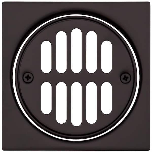 Westbrass Square Brass Shower Tile with Round Strainer Grid Drain Cover and Crown Ring, Oil Rubbed Bronze
