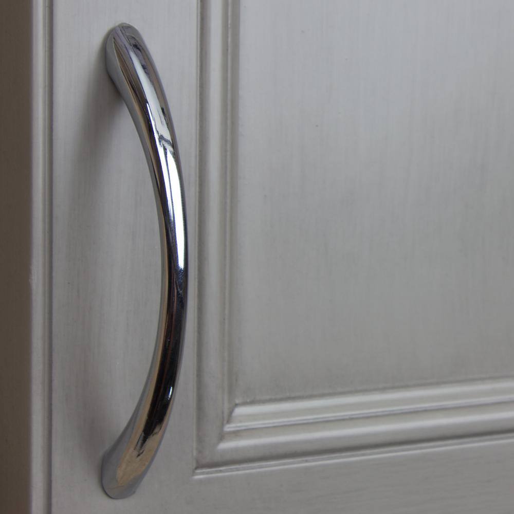 Polished Chrome Modern Arch Cabinet Pull with Mounting Hardware