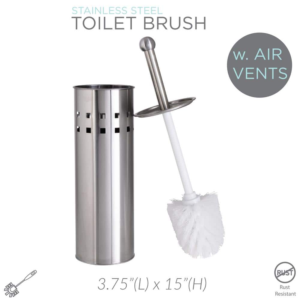 Stainless Steel Toilet Brush with Air Vents and Holder