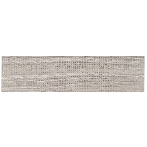 Artisana 3 in. x 12 in. Wooden Grey Textured Etched Dot Elongated Marble Subway Tile (5 sq. ft./case, 20-Pack)